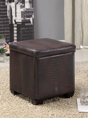 Square Dark Brown Storage Ottoman - 501082
