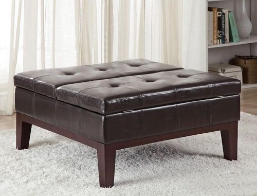 Square Storage Ottoman in Cappuccino - 501070