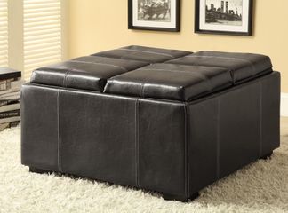 Square Storage Ottoman in Dark Brown - 500876