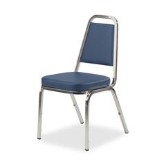 Stacking Chair - Blue/Chrome Frame 4 Count- LLR62506