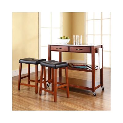 Stainless Steel Top Classic Cherry Kitchen Cart / Island with 24