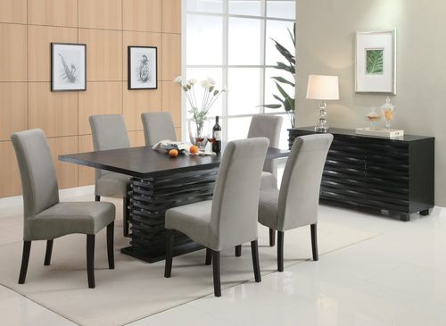 Stanton 8-Piece Dining Room Furniture Set in Rich Black / Gray - Coaster - 102061-62-65-DSET