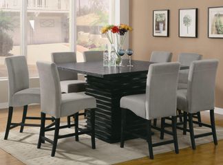Stanton 9-Piece Counter Height Table Set in Rich Black / Gray - Coaster - 102068-69GRY-DSET