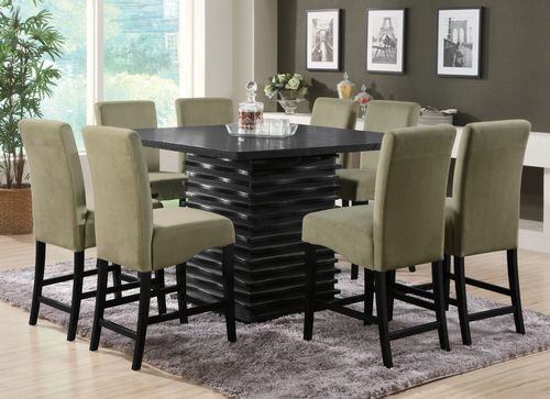 Stanton 9-Piece Counter Height Table Set in Rich Black / Green - Coaster - 102068-69GRN-DSET