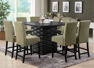 Stanton 9-Piece Counter Height Table Set in Rich Black / Green - Coaster - 102068-69GRN-DSET