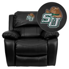 Stetson University Hatters Embroidered Black Leather Rocker Recliner  - MEN-DA3439-91-BK-41075-A-EMB-GG