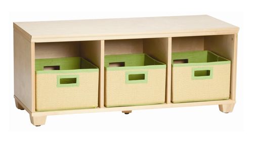 Storage Bench with Lime Storage Baskets in Natural - Links - Alaterre - AB31012LIM