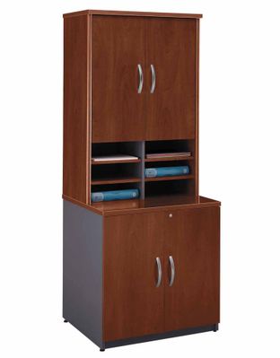 Storage Cabinet and Hutch Set - Series C Hansen Cherry Collection - Bush Office Furniture - WC24496A-97