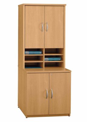 Storage Cabinet and Hutch Set - Series C Light Oak Collection - Bush Office Furniture - WC60396A-97
