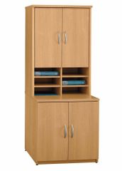 Storage Cabinet and Hutch Set - Series C Light Oak Collection - Bush Office Furniture - WC60396A-97