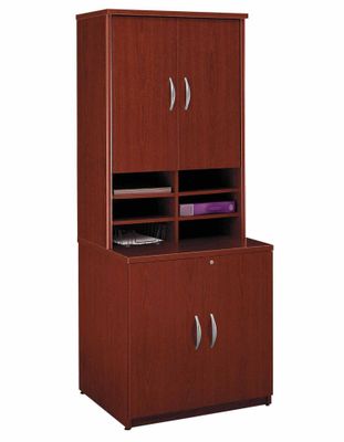 Storage Cabinet and Hutch Set - Series C Mahogany Collection - Bush Office Furniture - WC36796A-97
