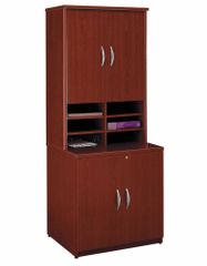 Storage Cabinet and Hutch Set - Series C Mahogany Collection - Bush Office Furniture - WC36796A-97