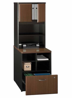 Storage Unit and Hutch Set - Series A Walnut Collection - Bush Office Furniture - WC25523-25