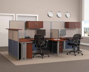 Straight and U-Workstation Set 1 - Office-in-an-Hour Collection - Bush Office Furniture - OIAH-SET-7