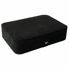 Sueded Jewelry Box with 24 Sections in Onyx Black - Maria - Jewelry Boxes by Mele - 0054562M