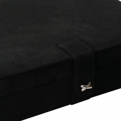 Sueded Jewelry Box with 24 Sections in Onyx Black - Maria - Jewelry Boxes by Mele - 0054562M