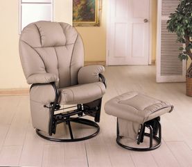 Swivel Glider with Ottoman in Beige Leatherette - Coaster