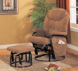 Swivel Glider with Ottoman in Brown Microfiber - Coaster