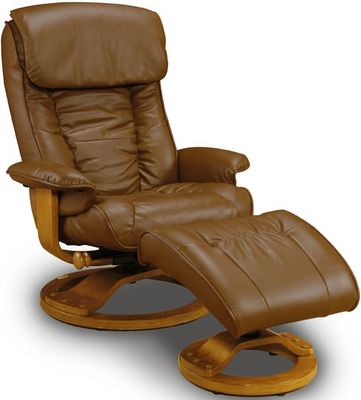 Swivel Leather Recliner and Ottoman - Mac Motion Chairs - 819-73-102