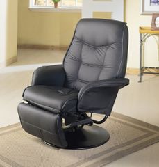 Swivel Recliner in Black Leatherette - Coaster