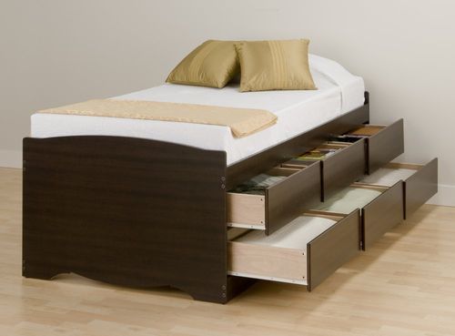 Tall Twin Size Platform Storage Bed - Prepac Furniture - EBT-4106