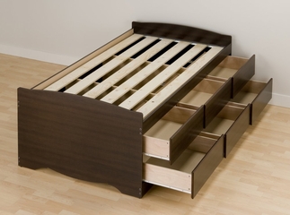 Tall Twin Size Platform Storage Bed - Prepac Furniture - EBT-4106