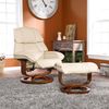 Taupe Leather Recliner and Ottoman - Holly and Martin