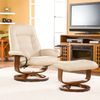 Taupe Leather Recliner and Ottoman - Holly and Martin