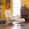 Taupe Leather Recliner and Ottoman - Holly and Martin