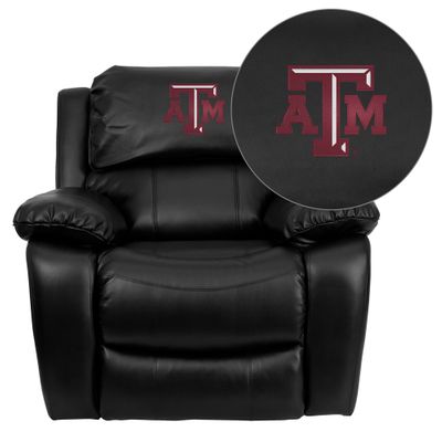 Texas A&M University Aggies Black Leather Rocker Recliner - MEN-DA3439-91-BK-40007-EMB-GG