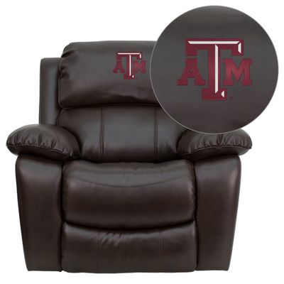 Texas A&M University Aggies Brown Leather Rocker Recliner - MEN-DA3439-91-BRN-40007-EMB-GG