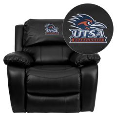 Texas at San Antonio Roadrunners Embroidered Black Leather Rocker Recliner  - MEN-DA3439-91-BK-41102-EMB-GG