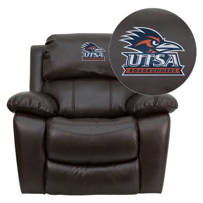 Texas at San Antonio Roadrunners Embroidered Brown Leather Rocker Recliner  - MEN-DA3439-91-BRN-41102-EMB-GG