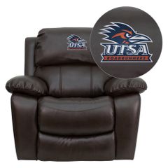 Texas at San Antonio Roadrunners Embroidered Brown Leather Rocker Recliner  - MEN-DA3439-91-BRN-41102-EMB-GG