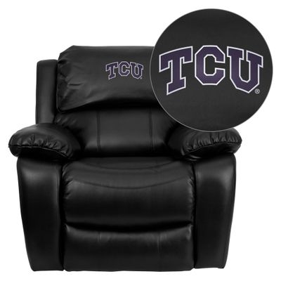 Texas Christian University Horned Frogs Black Leather Rocker Recliner - MEN-DA3439-91-BK-40004-EMB-GG
