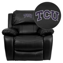Texas Christian University Horned Frogs Black Leather Rocker Recliner - MEN-DA3439-91-BK-40004-EMB-GG