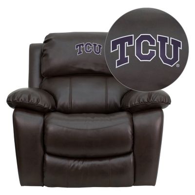 Texas Christian University Horned Frogs Brown Leather Rocker Recliner  - MEN-DA3439-91-BRN-40004-EMB-GG