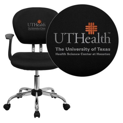 Texas Health Science Center Houston Black Mesh Task Chair - H-2376-F-BK-ARMS-41104-EMB-GG