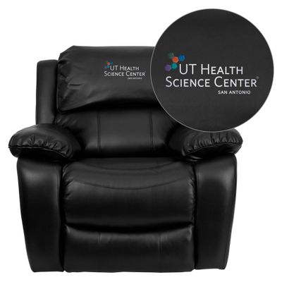 Texas Health Science Center San Antonio Embroidered Black Leather Rocker Recliner  - MEN-DA3439-91-BK-41105-A-EMB-GG