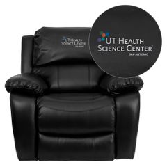 Texas Health Science Center San Antonio Embroidered Black Leather Rocker Recliner  - MEN-DA3439-91-BK-41105-A-EMB-GG