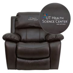 Texas Health Science Center San Antonio Embroidered Brown Leather Rocker Recliner  - MEN-DA3439-91-BRN-41105-A-EMB-GG