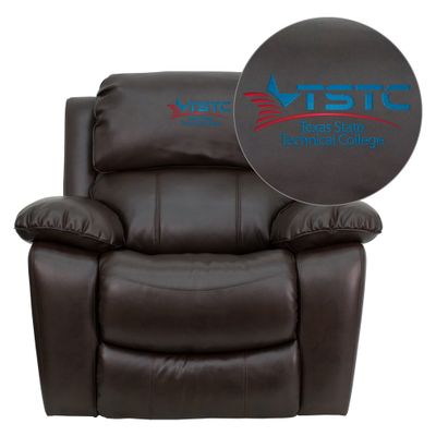 Texas State Technical College Brown Leather Rocker Recliner - MEN-DA3439-91-BRN-41077-EMB-GG