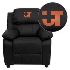 Texas SW Medical Center Dallas Embroidered Black Leather Kids Recliner - BT-7985-KID-BK-LEA-41107-EMB-GG