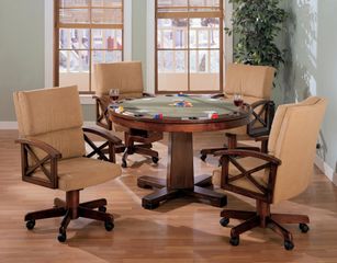Three-in-One Game Table and Chair Set in Cherry / Walnut with Black Accents - Coaster