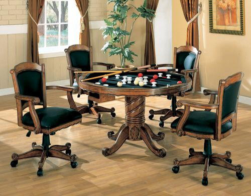 Three-in-One Game Table and Chair Set in Oak - Coaster
