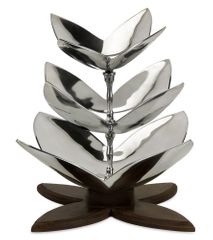 Three Tier Leaf Tray with Wood Base - IMAX - 60038