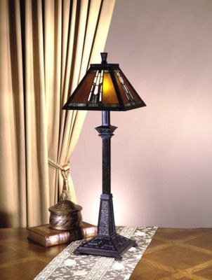 Tiffany Lamp - Dale Tiffany Amber Monarch Buffet Table Lamp - TB100715