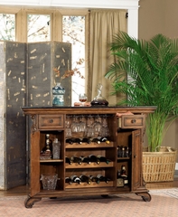 Traditional Bar with Black Granite Top - Bourbon Street "Yorktown Cherry" - Powell Furniture - 579-920
