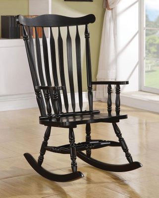 Traditional Wood Rocker in Black Finish - 600185