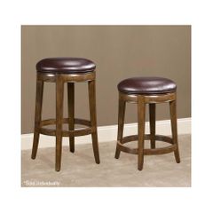Trevor Backless Swivel Stool Mahogany / Brown Leather - Largo - LARGO-ST-D159-2X